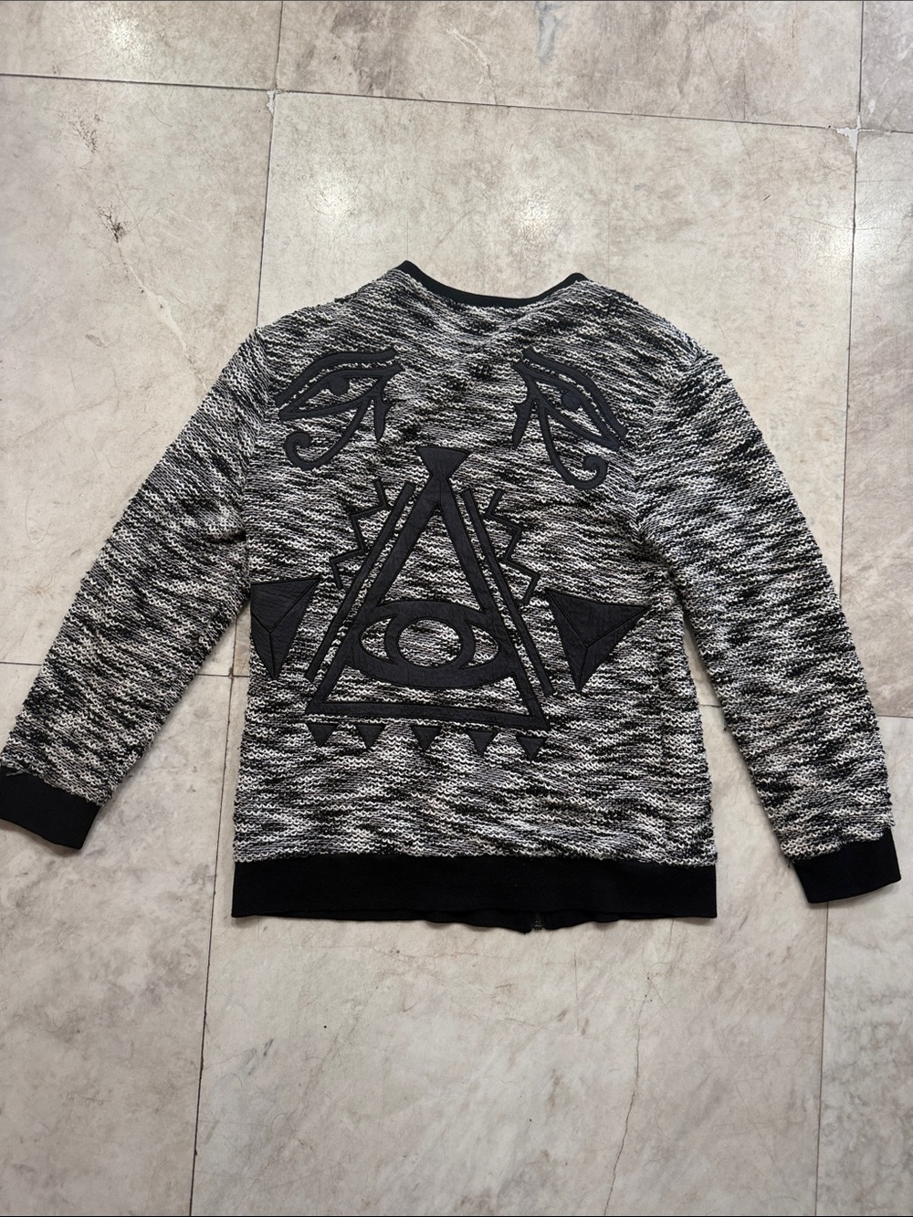 Millau Mystical Eye of Horus Graphic Zip-Up Cotton Knit Jacket S